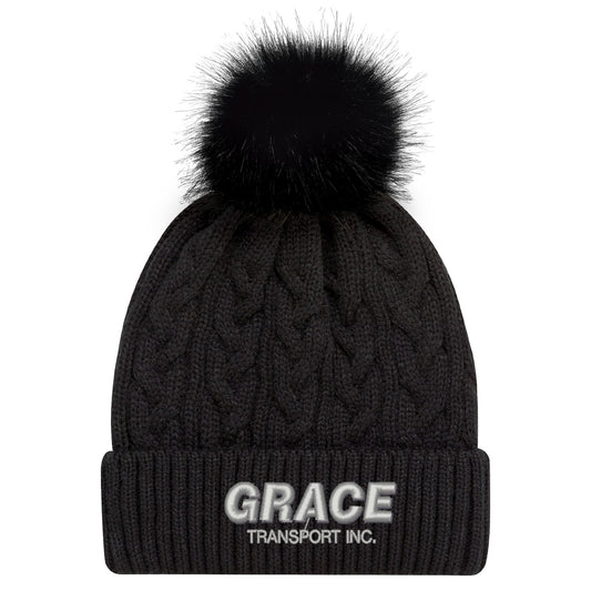 Cable Knit Toque with Faux Furm Pom Pom